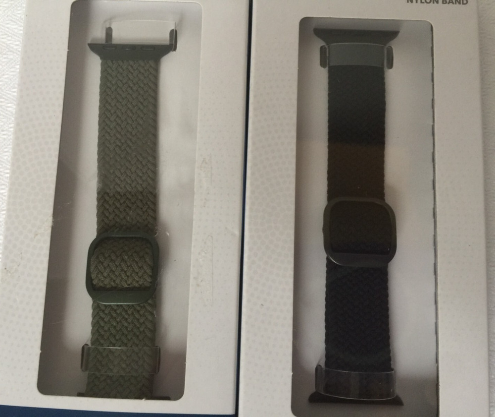 2 New Insignia™ - Braided Nylon Apple Watch Band 1 Green and 1 Black 38 40 41 mm